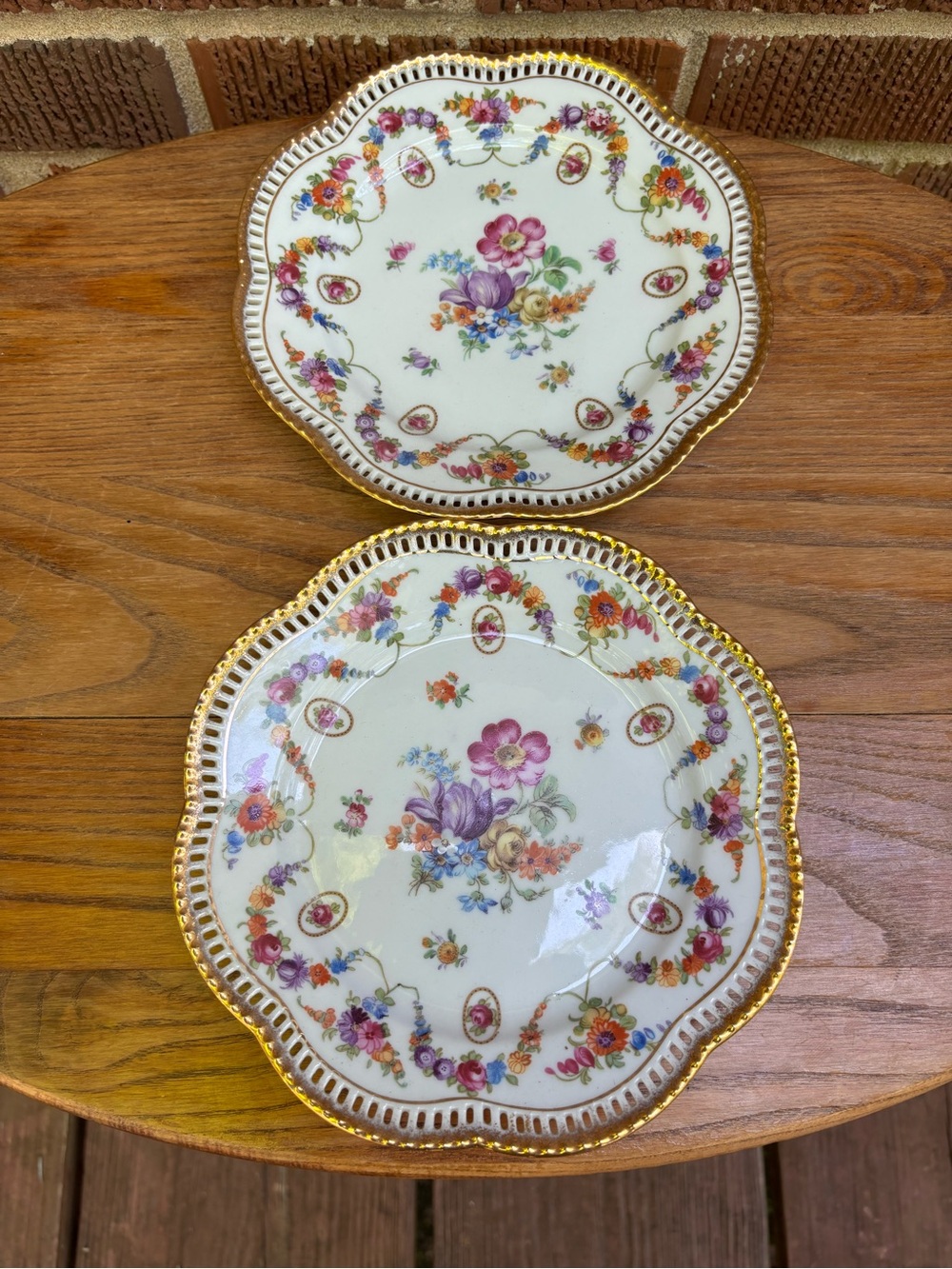 Schumann Bavaria Dresdener Porcelain Reticulated Floral Iris Dessert Plates 2